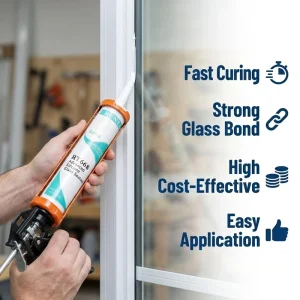 300ml Acid-Cure Clear Transparent 100% Silicone Sealant for Woodworking Glass and Roof Applications