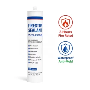 4-Hour Fire-Rated Intumescent Firestop Sealant Waterproof Smokeproof Silicone Fire Barrier for Pipe, Wall, and Floor Construction