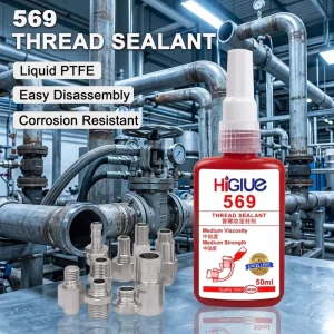 569 554 545 542 High Temp Anaerobic Pipe Sealant Anti-vibration for Gas Air Water Oils Heavy Duty Pipelines Hydraulic System