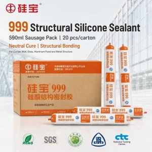 999 Neutral Cure Structural Silicone Sealant, 590ml Sausage Pack, For Curtain Wall Glass and Aluminum Panel Bonding