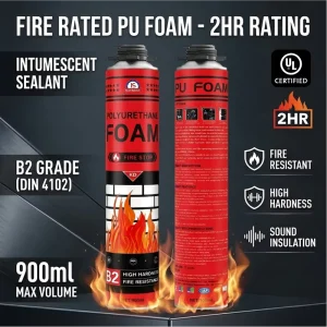 Building Grade Fire Rated PU Foam Sealant B2 Flame Retardant Expanding Insulation Foam for Wall Penetration HVAC Piping