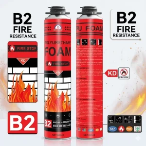Fire Retardant Polyurethane PU Foam Sealant Self Extinguishing Expanding Foam for Pipe Penetration Cable Duct Firestopping