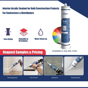 Flexible Paintable White Acrylic Skirting Sealant 600ml Sausage Gap Filling Acrylic Mastic Sealant