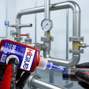 HiGlue 5543 Thread Sealant Medium Strength Liquid PTFE with High Pressure Oil Resistant for Sealing Against Water Gas Pipeline