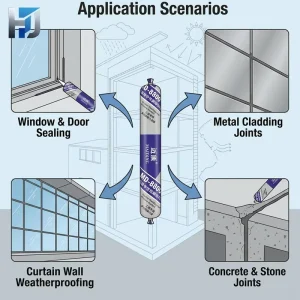 Multipurpose Silicone Structural Sealant for Doors, Windows, Glass, Metal, Aluminum, and Building Joints