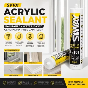 SV101 OEM Heavy Duty Silicone Adhesive Sealant Waterproof Acrylic Sealant Neutral Cure Glass Glue for Window Door Construction