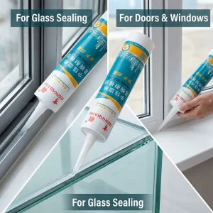 Transparent Gap Filler Silicone Sealant 280ml for Door Window Frame Corners and Building Sealing Use